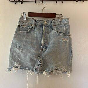 AGOLDE Distressed Denim Mini Skirt